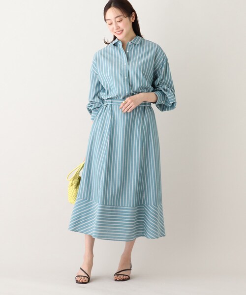 UNTITLED(アンタイトル)の「【1枚でも羽織でも】ストライプ柄 レギュラーカラーシャツ(シャツ/ブラウス・レディース・モスグリーン系2/ブルー系7/グレー系7・00/02/04/44/48)」の17枚目の写真