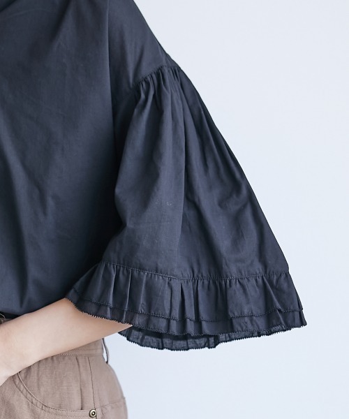 CHIC STYLE（シックスタイル）の「＜大きいサイズ＞綿100％袖フリルスキッパーブラウス シックスタイル（シャツ/ブラウス・レディース・オフホワイト/ブラック・L/LL/3L/4L/5L）」の22枚目の写真