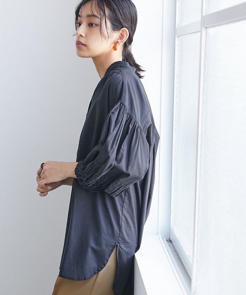 CHIC STYLE（シックスタイル）の「＜大きいサイズ＞綿100％袖フリルスキッパーブラウス シックスタイル（シャツ/ブラウス・レディース・オフホワイト/ブラック・L/LL/3L/4L/5L）」の4枚目の写真