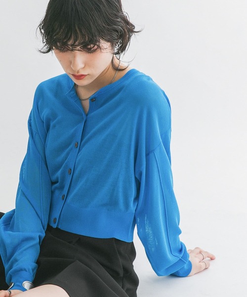 KBF(ケイビーエフ)の「2WAYシアーニットカーディガン(カーディガン/ボレロ・レディース・ブルー/オレンジ系その他/ブラック・ONE)」の3枚目の写真