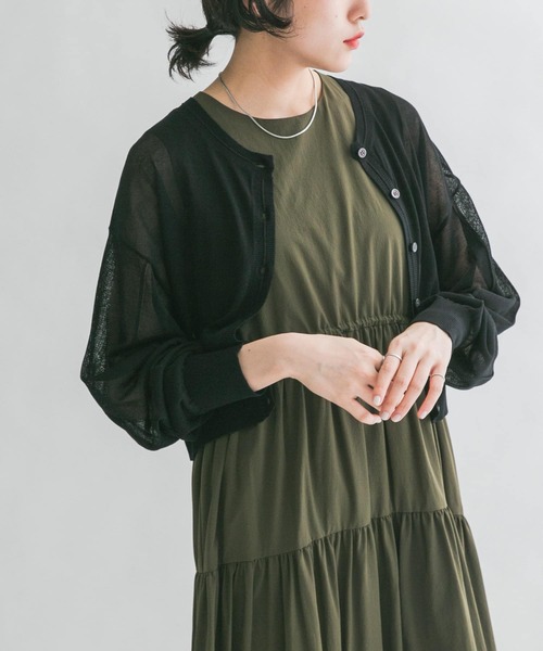 KBF(ケイビーエフ)の「2WAYシアーニットカーディガン(カーディガン/ボレロ・レディース・ブルー/オレンジ系その他/ブラック・ONE)」の2枚目の写真