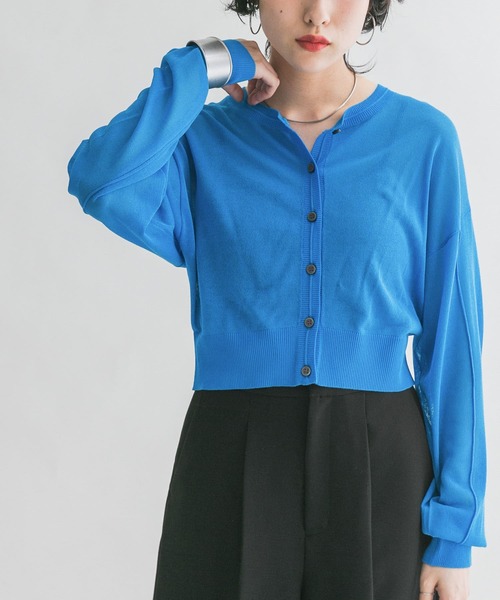 KBF(ケイビーエフ)の「2WAYシアーニットカーディガン(カーディガン/ボレロ・レディース・ブルー/オレンジ系その他/ブラック・ONE)」の5枚目の写真