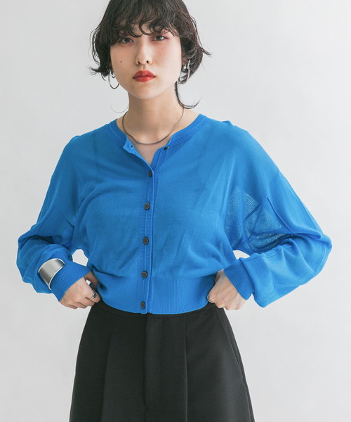 KBF(ケイビーエフ)の「2WAYシアーニットカーディガン(カーディガン/ボレロ・レディース・ブルー/オレンジ系その他/ブラック・ONE)」の6枚目の写真