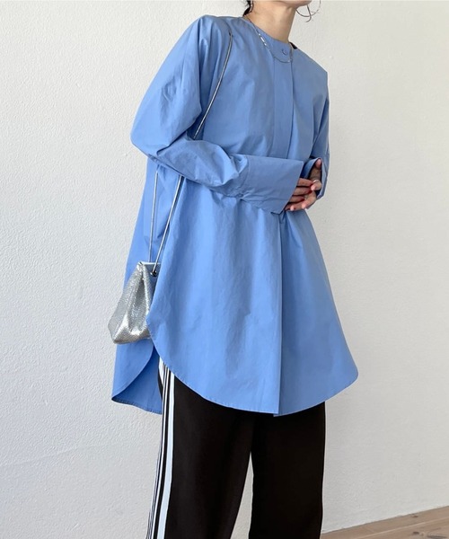 ブラウス シャツ over size no collar mannish shirt / オーバーサイズノーカラーマニッシュシャツ レディース wee9s（ウィークス）の「over size no collar mannish shirt