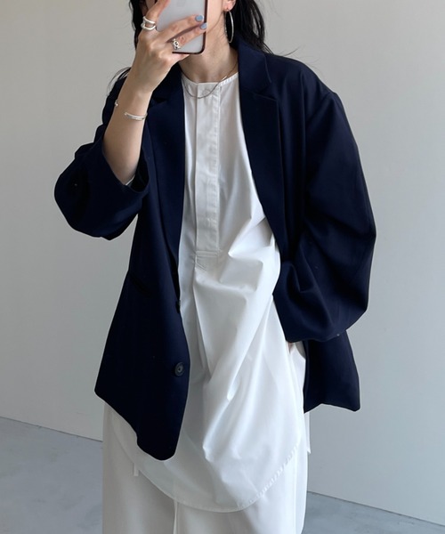ブラウス シャツ over size no collar mannish shirt / オーバーサイズノーカラーマニッシュシャツ レディース over size no collar mannish shirt / オーバーサイズノーカラー
