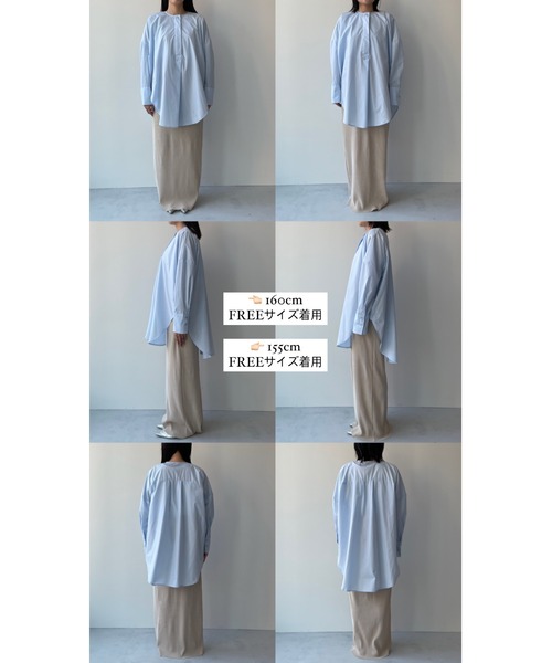 ブラウス シャツ over size no collar mannish shirt / オーバーサイズノーカラーマニッシュシャツ レディース over size no collar mannish shirt / オーバーサイズノーカラー