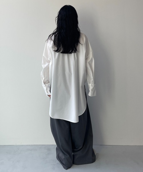 wee9s（ウィークス）の「over size no collar mannish shirt / オーバーサイズノーカラーマニッシュシャツ（シャツ/ブラウス・レディース・スカイブルー/アイボリー/ライトブルー/ブラック・FREE）」の9枚目の写真