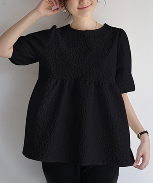 セール】バックリボン半袖チュニックブラウス（シャツ/ブラウス