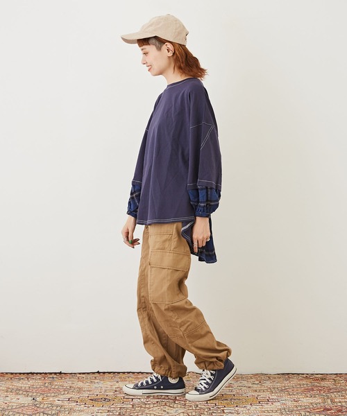 CUBE SUGAR（キューブシュガー）の「WEB限定コットンツイル裾絞りイージーカーゴパンツ（カーゴパンツ・レディース・ブラック/ベージュ/カーキ・M/L）」の11枚目の写真