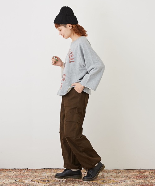 CUBE SUGAR（キューブシュガー）の「WEB限定コットンツイル裾絞りイージーカーゴパンツ（カーゴパンツ・レディース・ブラック/ベージュ/カーキ・M/L）」の14枚目の写真