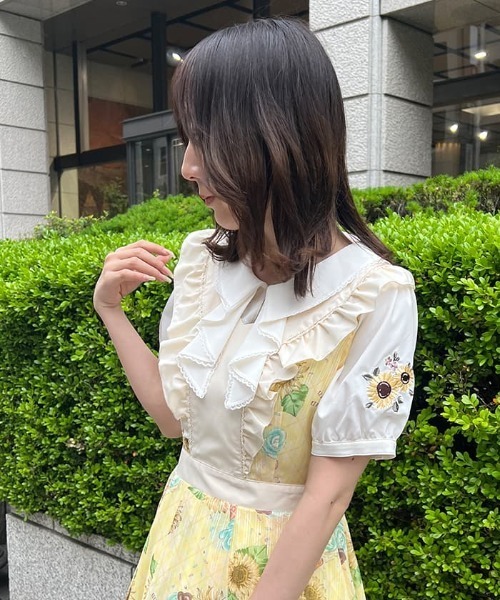 セール】ヒマワリ刺繍フリルブラウス（シャツ/ブラウス）｜axes