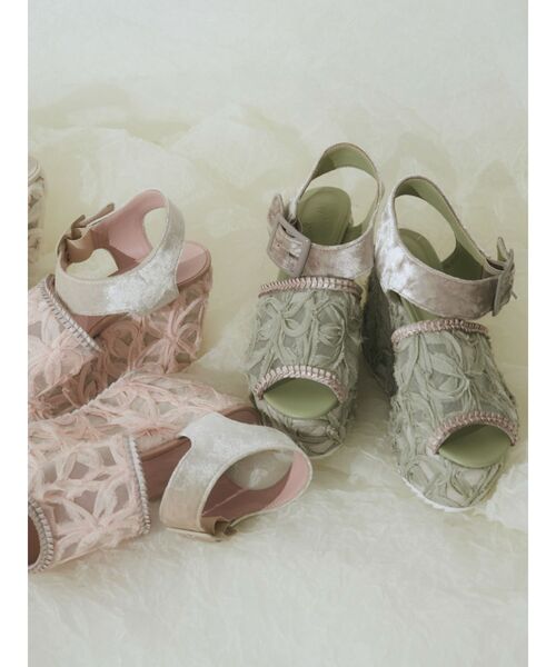 merry jenny（メリージェニー）の「チュールベロア厚底サンダル（サンダル・レディース・アイボリー/ピンク/グリーン・MEDIUM/LARGE）」の21枚目の写真