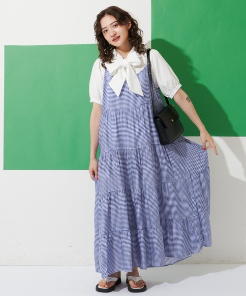 MERLOT（メルロー）の「ギンガムチェックキャミワンピース（ワンピース・レディース・グリーン/ブルー/ブラック・FREE）」の17枚目の写真