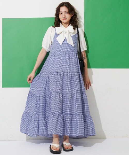 MERLOT（メルロー）の「ギンガムチェックキャミワンピース（ワンピース・レディース・グリーン/ブルー/ブラック・FREE）」の8枚目の写真