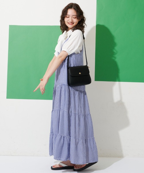 MERLOT（メルロー）の「ギンガムチェックキャミワンピース（ワンピース・レディース・グリーン/ブルー/ブラック・FREE）」の11枚目の写真