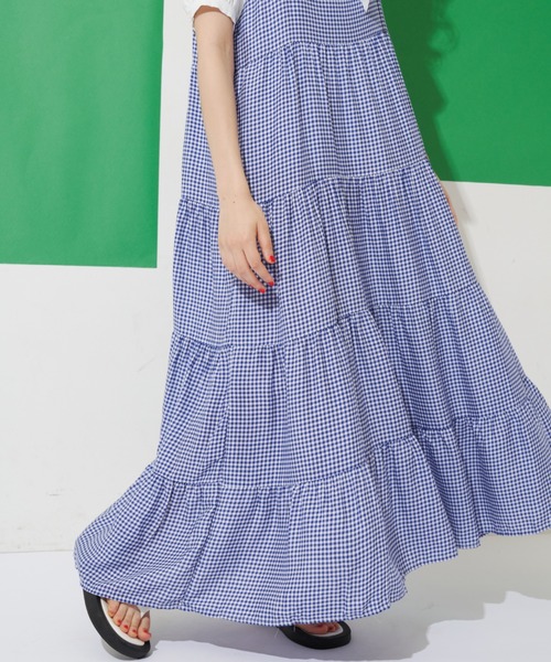 MERLOT（メルロー）の「ギンガムチェックキャミワンピース（ワンピース・レディース・グリーン/ブルー/ブラック・FREE）」の21枚目の写真