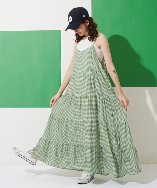 MERLOT（メルロー）の「ギンガムチェックキャミワンピース（ワンピース・レディース・グリーン/ブルー/ブラック・FREE）」の20枚目の写真