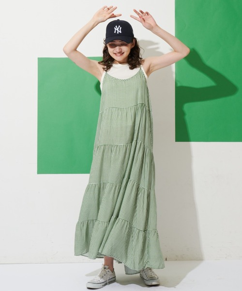 MERLOT（メルロー）の「ギンガムチェックキャミワンピース（ワンピース・レディース・グリーン/ブルー/ブラック・FREE）」の7枚目の写真