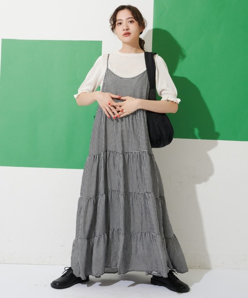 MERLOT（メルロー）の「ギンガムチェックキャミワンピース（ワンピース・レディース・グリーン/ブルー/ブラック・FREE）」の12枚目の写真