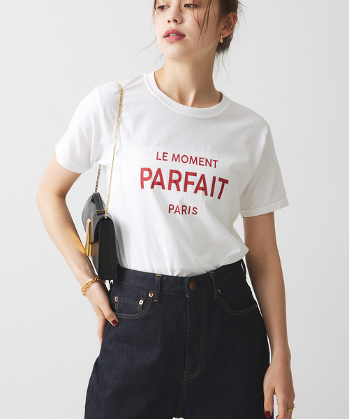 Rouge vif Anna（ルージュヴィフアンナ）の「コンパクトロゴＴシャツ（Tシャツ/カットソー・レディース・チャコールグレー/レッド・フリー）」の3枚目の写真