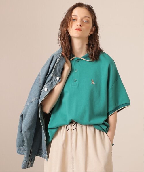 DOUBLE NAME（ダブルネーム）の「m:rex ミニ恐竜ワッペンポロシャツ/ユニセックス可（ポロシャツ・レディース・ブラック/ベージュ/ネイビー/グリーン/キナリ・FREE）」の4枚目の写真