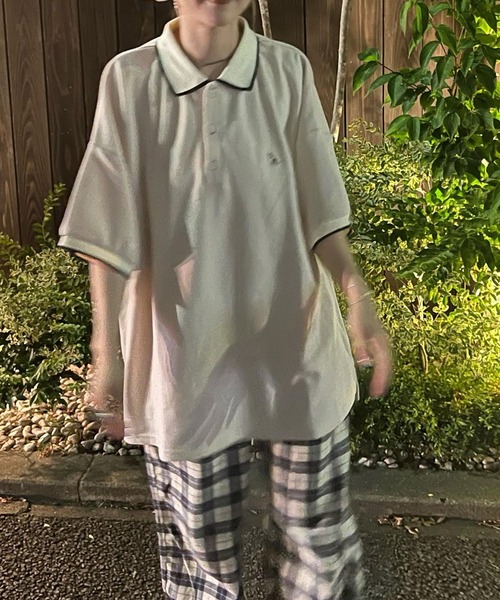 DOUBLE NAME（ダブルネーム）の「m:rex ミニ恐竜ワッペンポロシャツ/ユニセックス可（ポロシャツ・レディース・ブラック/ベージュ/ネイビー/グリーン/キナリ・FREE）」の6枚目の写真