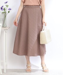 couture brooch | 【着心地ラクチン、きれい見え】ぽこぽこジャカードフレアスカート(スカート)