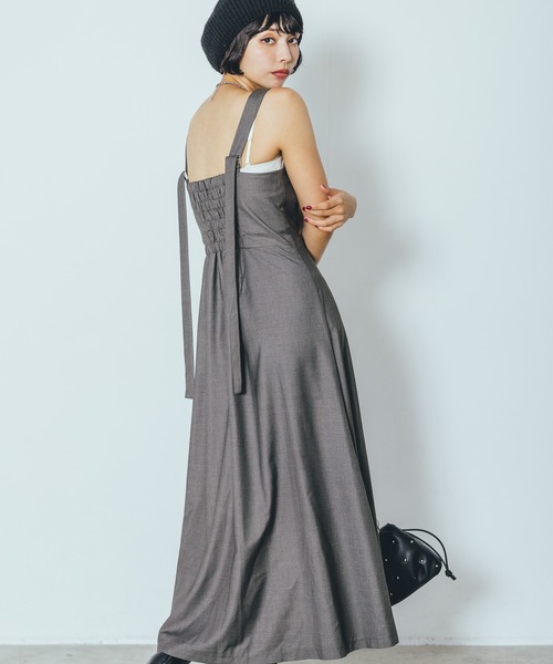 PAGEBOY(ページボーイ)の「ウエストタックジャンスカ(ジャンパースカート・レディース・チャコールグレー/ブラック・FREE)」の5枚目の写真