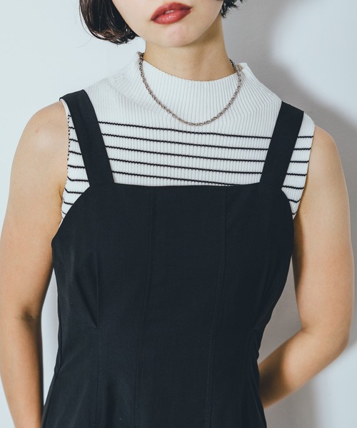 PAGEBOY(ページボーイ)の「ウエストタックジャンスカ(ジャンパースカート・レディース・チャコールグレー/ブラック・FREE)」の7枚目の写真