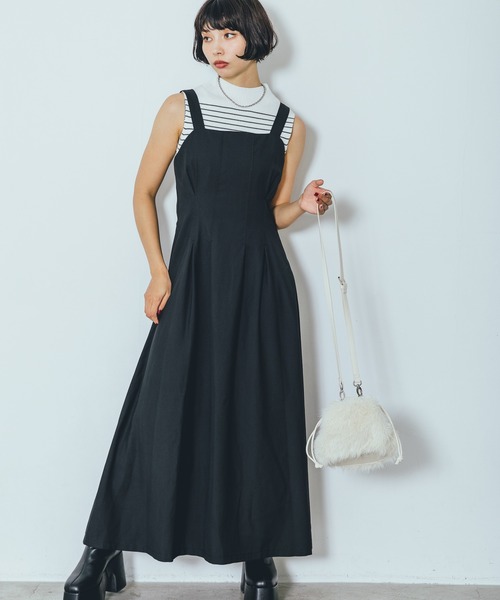 PAGEBOY(ページボーイ)の「ウエストタックジャンスカ(ジャンパースカート・レディース・チャコールグレー/ブラック・FREE)」の13枚目の写真