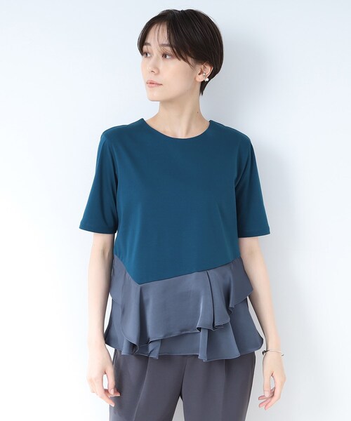 INDIVI（インディヴィ）の「◇【洗える/Tシャツ】ラッセルフリル