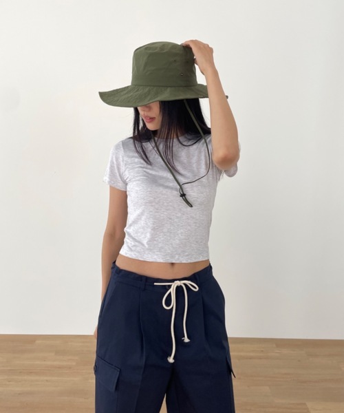 Didot.showroom(ディドット ショールーム)の「ベーシッククロップドコンパクトT(Tシャツ/カットソー・レディース・ベージュ/ブラック/ヘザーグレー/ホワイト・FREE)」の15枚目の写真