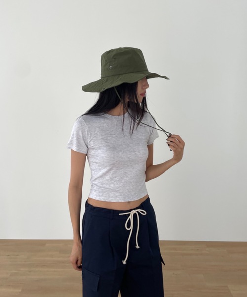 Didot.showroom(ディドット ショールーム)の「ベーシッククロップドコンパクトT(Tシャツ/カットソー・レディース・ベージュ/ブラック/ヘザーグレー/ホワイト・FREE)」の17枚目の写真