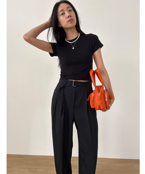 Didot.showroom(ディドット ショールーム)の「ベーシッククロップドコンパクトT(Tシャツ/カットソー・レディース・ベージュ/ブラック/ヘザーグレー/ホワイト・FREE)」の5枚目の写真
