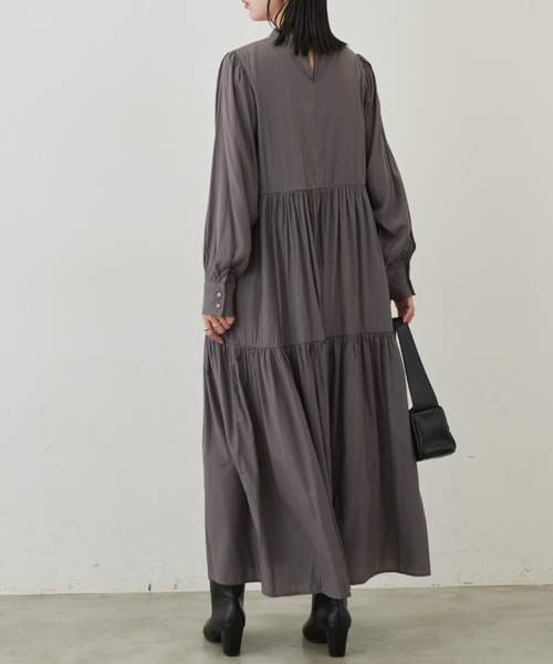 セール】【サイズ展開有り】ボリュームティアードロングワンピース