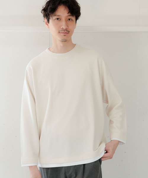 セール】クルーネックレイヤード/長袖/704824（Tシャツ