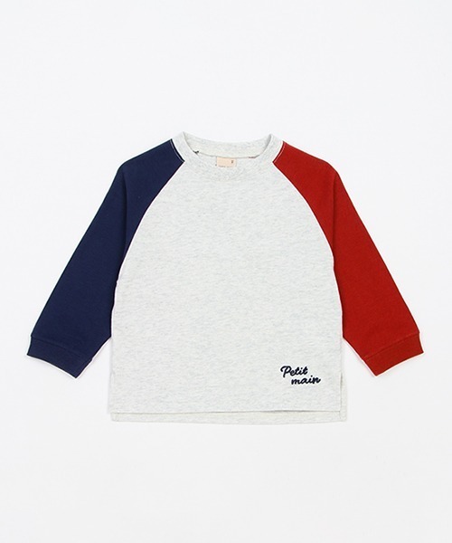 petit main（プティマイン）の「【ＧＯＯＤＰＲＩＣＥ】配色ラグランＴ（Tシャツ/カットソー・キッズ・オフホワイト/パープル/ライトカーキ・130cm/120cm/110cm/80ｃｍ/100cm/90cm）」の2枚目の写真