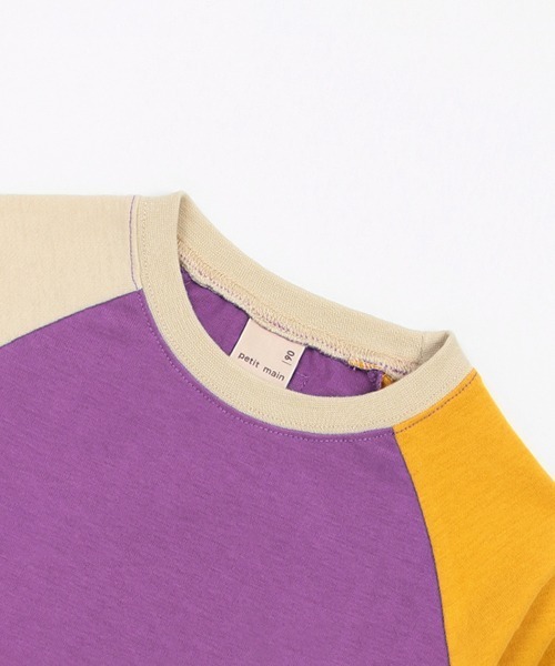 petit main（プティマイン）の「【ＧＯＯＤＰＲＩＣＥ】配色ラグランＴ（Tシャツ/カットソー・キッズ・オフホワイト/パープル/ライトカーキ・130cm/120cm/110cm/80ｃｍ/100cm/90cm）」の8枚目の写真