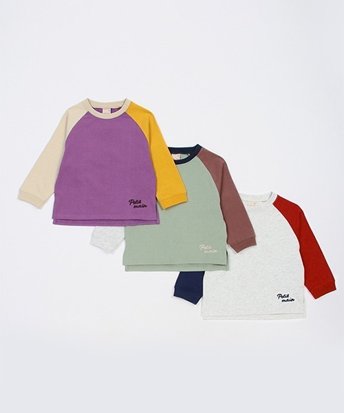 petit main（プティマイン）の「【ＧＯＯＤＰＲＩＣＥ】配色ラグランＴ（Tシャツ/カットソー・キッズ・オフホワイト/パープル/ライトカーキ・130cm/120cm/110cm/80ｃｍ/100cm/90cm）」の14枚目の写真