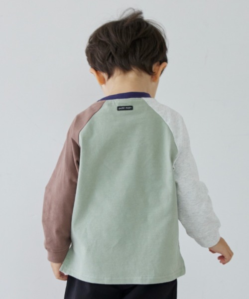 petit main（プティマイン）の「【ＧＯＯＤＰＲＩＣＥ】配色ラグランＴ（Tシャツ/カットソー・キッズ・オフホワイト/パープル/ライトカーキ・130cm/120cm/110cm/80ｃｍ/100cm/90cm）」の16枚目の写真