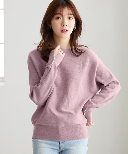 CHAN ME（チャンミ）の「袖パールドルマンニット（ニット/セーター