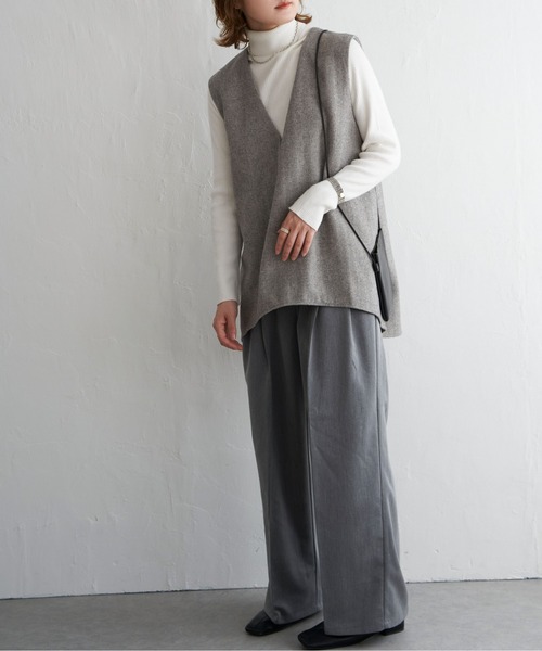 notch.（ノッチ）の「ヘリンボーンVネックベスト（ベスト・レディース・ブラック/グレー・M）」の18枚目の写真