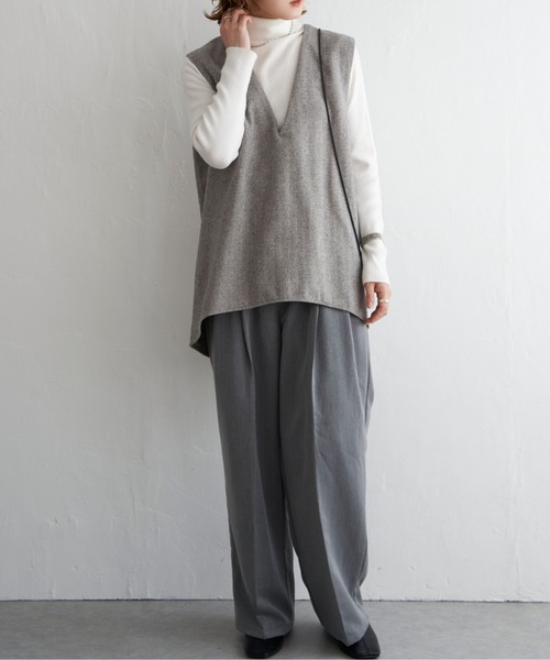 notch.（ノッチ）の「ヘリンボーンVネックベスト（ベスト・レディース・ブラック/グレー・M）」の19枚目の写真