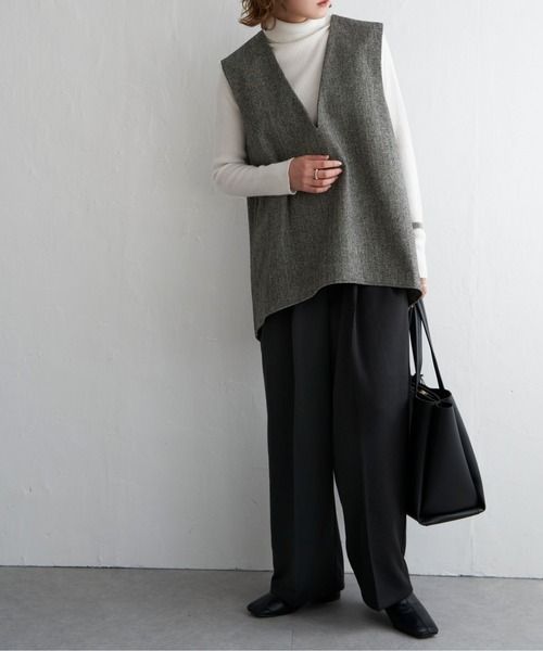 notch.（ノッチ）の「ヘリンボーンVネックベスト（ベスト・レディース・ブラック/グレー・M）」の13枚目の写真