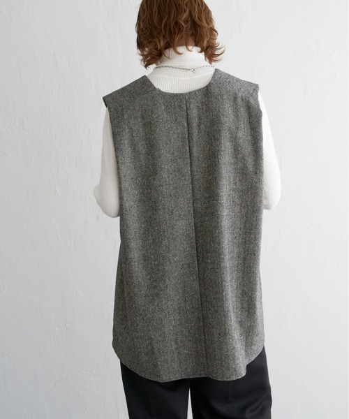 notch.（ノッチ）の「ヘリンボーンVネックベスト（ベスト・レディース・ブラック/グレー・M）」の15枚目の写真