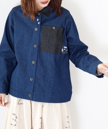 EMAGO あしあと刺繍デニムジャケット