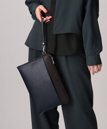 【WEB限定】レザー調ジップクラッチバッグ