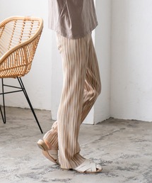 柄波プリーツ生地パンツ