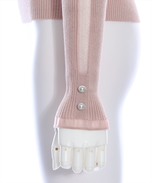 clear（クリア）の「シアーフリルネックリブニットトップス（ニット/セーター・レディース・ブラック/アイボリー/ピンクベージュ・F）」の11枚目の写真