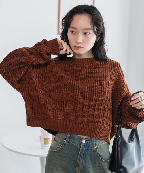 WEGO（ウィゴー）の「WEGO/ミックスカーラーショートニット（ニット/セーター・レディース・サックスブルー/オレンジ/グリーン・FREE）」の3枚目の写真